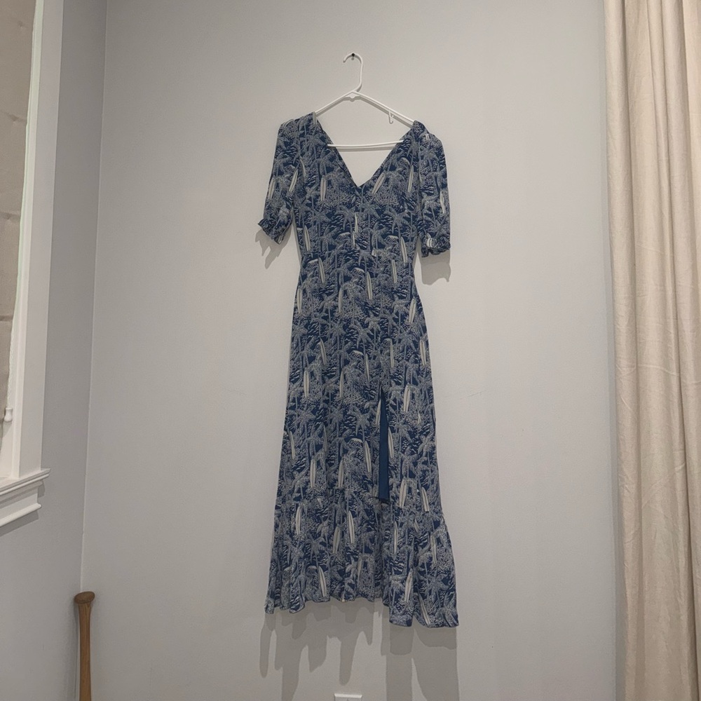 Elegant Blue Floral Dress By Reformation